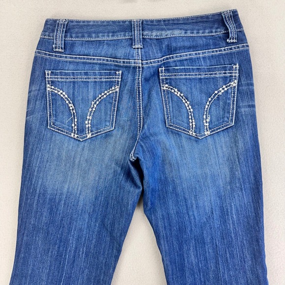 INC Y2K Jeans Womens 8 Blue Embellished Mid Rise Bootcut Flare Regular Fit - Picture 1 of 12